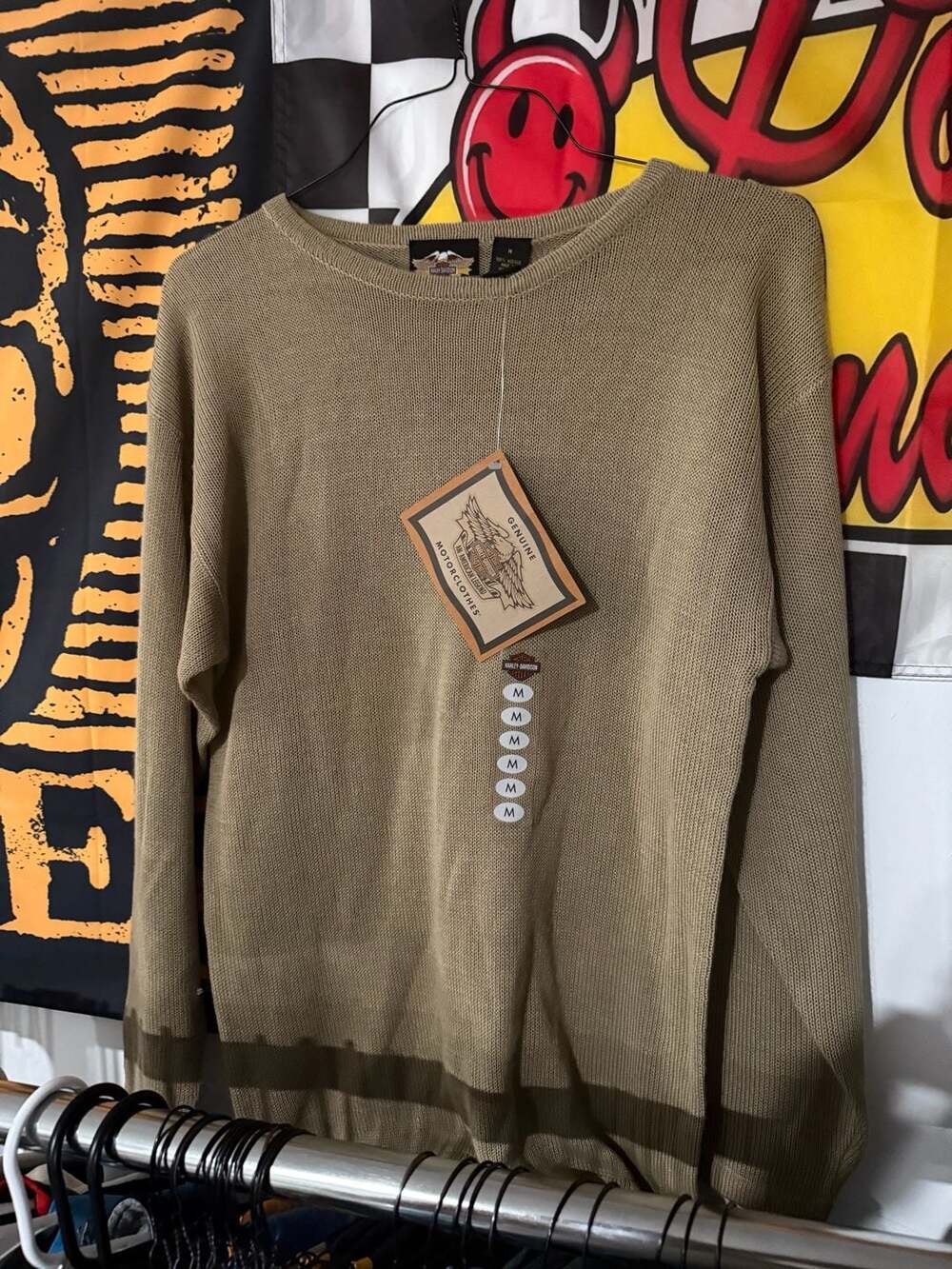 Harley-Davidson MotorClothes Crewneck Knit Sweater Olive Green